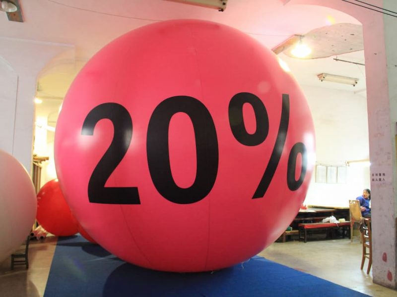 20% pink balloon